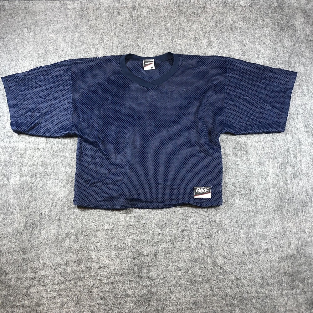 Vintage BIKE Mesh Football Jersey Mens M Blue Practice V Neck Shirt